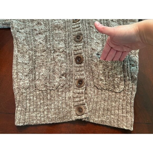 GAP Chunky Cable Knit Fitted Cardigan Sweater in Brown Size Medium - Picture 11 of 11